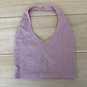 Aritzia Sunday Best Poetic Pink Ribbed Halter Top